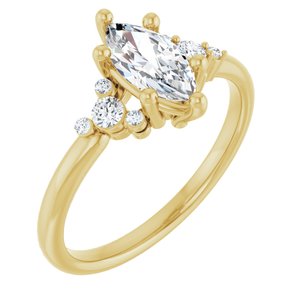 14K Yellow Gold 9x4.5 mm Marquise 1/6 CTW Lab-Grown Diamond Semi-Set Engagement Ring