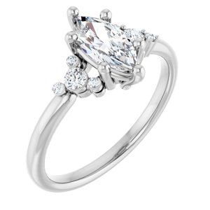 14K White Gold 9x4.5 mm Marquise 1/6 CTW Lab-Grown Diamond Semi-Set Engagement Ring