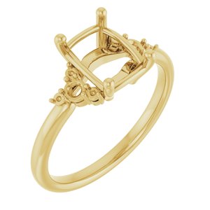 14K Yellow Gold 8x6 mm Emerald Engagement Ring Mounting