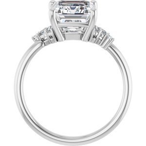 Platinum 10x8 mm Emerald 1/8 CTW Natural Diamond Semi-Set Engagement Ring