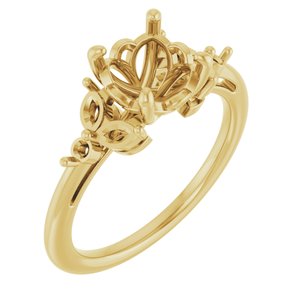 14K Yellow Gold 7.4 mm Round Engagement Ring Mounting
