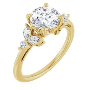14K Yellow Gold 7.4 mm Round 1/4 CTW Lab-Grown Diamond Semi-Set Engagement Ring
