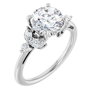 14K White Gold 8 mm Round 1/4 CTW Natural Diamond Semi-Set Engagement Ring