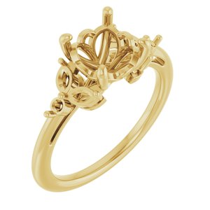 14K Yellow Gold 8 mm Round Engagement Ring Mounting