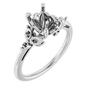 14K White Gold 9x7 mm Oval Engagement Ring Mounting