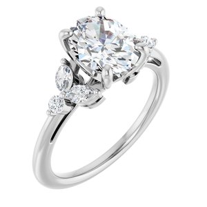 14K White Gold 9x7 mm Oval 1/4 CTW Natural Diamond Semi-Set Engagement Ring