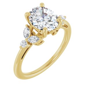14K Yellow Gold 9x7 mm Oval 1/4 CTW Lab-Grown Diamond Semi-Set Engagement Ring
