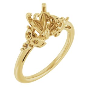 14K Yellow Gold 9x7 mm Oval Engagement Ring Mounting