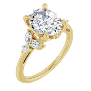 14K Yellow Gold 10x8 mm Oval 1/4 CTW Natural Diamond Semi-Set Engagement Ring