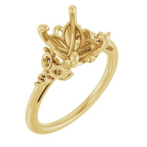 14K Yellow Gold 10x8 mm Oval Engagement Ring Mounting