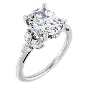 14K White Gold 10x8 mm Oval 1/4 CTW Lab-Grown Diamond Semi-Set Engagement Ring