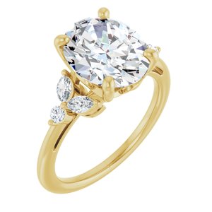 14K Yellow Gold 11x9 mm Oval 1/4 CTW Lab-Grown Diamond Semi-Set Engagement Ring