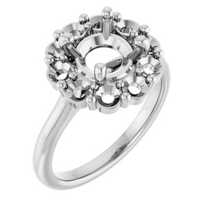 Platinum 8 mm Round Halo-Style Engagement Ring Mounting