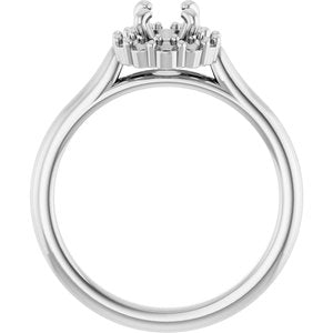 14K White Gold 7 x 5 mm Oval Halo-Style Engagement Ring Mounting