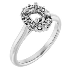 14K White Gold 7 x 5 mm Oval Halo-Style Engagement Ring Mounting
