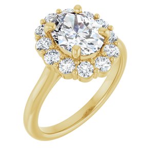 14K Yellow Gold 9 x 7 mm Oval 3/4 CTW Natural Diamond Semi-Set Halo-Style Engagement Ring