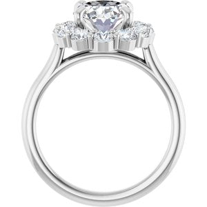 14K White Gold 10 x 8 mm Oval 1 CTW Lab-Grown Diamond Semi-Set Halo-Style Engagement Ring