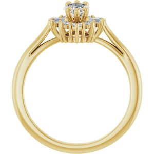 14K Yellow Gold 9x4.5 mm Marquise 1/5 CTW Natural Diamond Semi-Set Halo-Style Engagement Ring