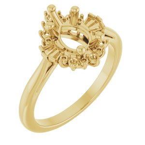 14K Yellow Gold 9x6 mm Pear Halo-Style Engagement Ring Mounting