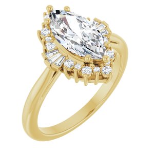 14K Yellow Gold 12x6 mm Marquise 1/4 CTW Natural Diamond Semi-Set Halo-Style Engagement Ring