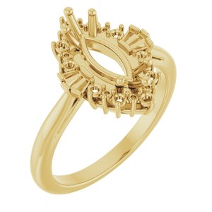 14K Yellow Gold 12x6 mm Marquise Halo-Style Engagement Ring Mounting