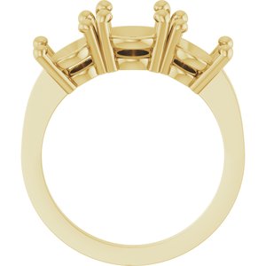 14K Yellow Gold 9x7 mm Oval Three-Stone Engagement Ring Mounting