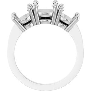 14K White Gold 9x7 mm Oval Three-Stone Engagement Ring Mounting