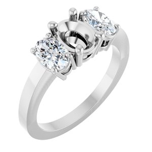 14K White Gold 7x5 mm Oval 3/4 CTW Lab-Grown Diamond Semi-Set Engagement Ring