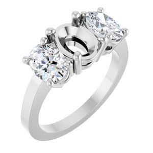 14K White Gold 8x6 mm Oval 1 1/2 CTW Lab-Grown Diamond Semi-Set Engagement Ring