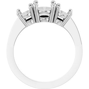 14K White Gold 8x6 mm Oval Three-Stone Engagement Ring Mounting
