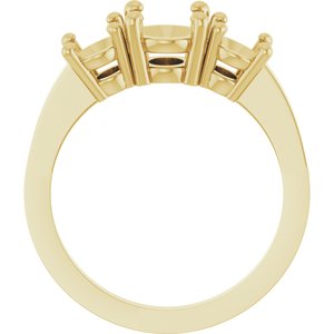 14K Yellow Gold 8x6 mm Oval Three-Stone Engagement Ring Mounting