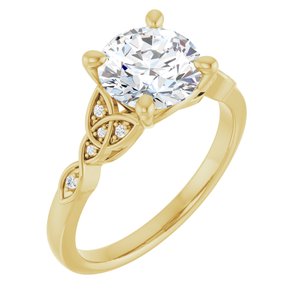 14K Yellow Gold 8 mm Round .03 CTW Natural Diamond Semi-Set Celtic-Inspired Engagement Ring