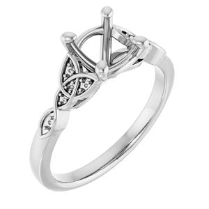 14K White Gold 7 mm Round Celtic-Inspired Engagement Ring Mounting