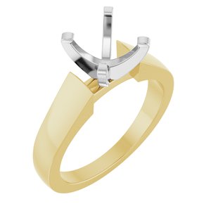 14K Yellow/White Gold 8.8 mm Round Solitaire Engagement Ring Mounting