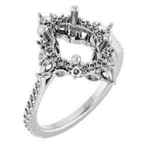 14K White Gold 10x8 mm Oval Halo-Style Engagement Ring Mounting