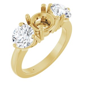 14K Yellow Gold 7.4 mm Round 2 CTW Natural Diamond Semi-Set Three-Stone Engagement Ring