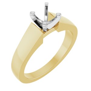 14K Yellow/White Gold 5.8 mm Round Solitaire Engagement Ring Mounting