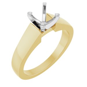 14K Yellow/White Gold 6.5 mm Round Solitaire Engagement Ring Mounting
