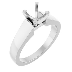 14K White Gold 6.5 mm Round Solitaire Engagement Ring Mounting