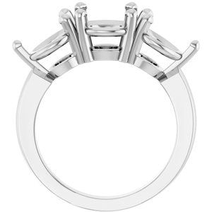 14K White Gold 8.2 mm Round Three-Stone Engagement Ring Mounting