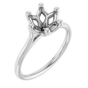 14K White Gold 8 mm Round Engagement Ring Mounting