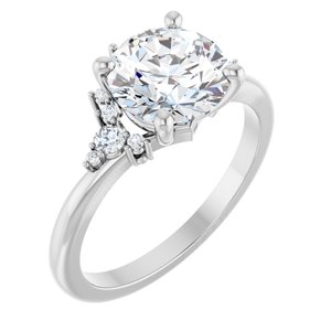 14K White Gold 8.2 mm Round 1/ CTW Natural Diamond Semi-Set Engagement Ring