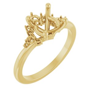 14K Yellow Gold 8.2 mm Round Accented Engagement Ring Mounting