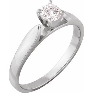 14K White Gold 4.5 mm Round Engagement Ring Mounting