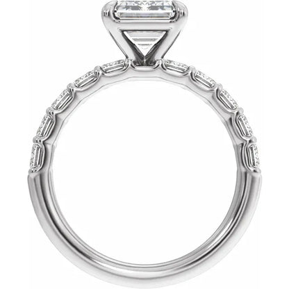 14K White Gold Emerald 2 CTW Lab-Grown Diamond Semi-Set Engagement Ring