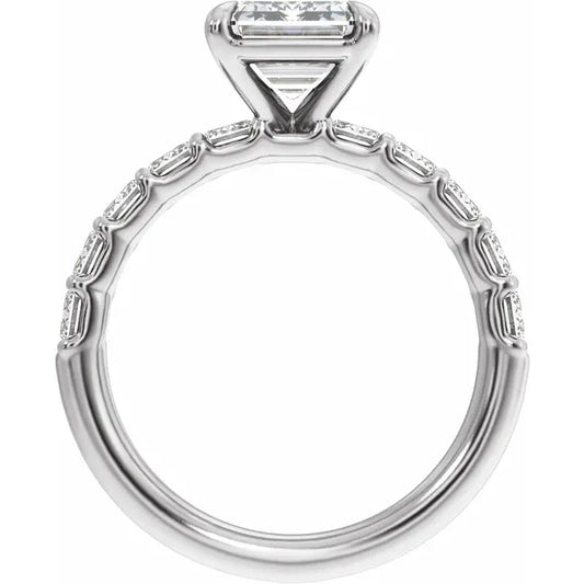 14K White Gold Emerald 2 CTW Lab-Grown Diamond Semi-Set Engagement Ring