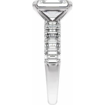 14K White Gold Emerald 2 CTW Lab-Grown Diamond Semi-Set Engagement Ring