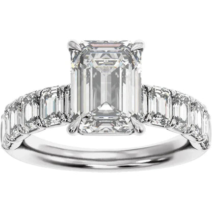 14K White Gold Emerald 2 CTW Lab-Grown Diamond Semi-Set Engagement Ring