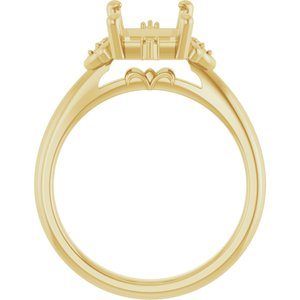 14K Yellow Gold 9x7 mm Emerald Engagement Ring Mounting