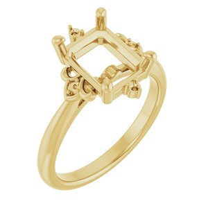 14K Yellow Gold 9x7 mm Emerald Engagement Ring Mounting